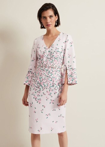 Phase Eight Giovanna Floral Belted Split Sleeve Dress Multicolor Australia | KR1276890